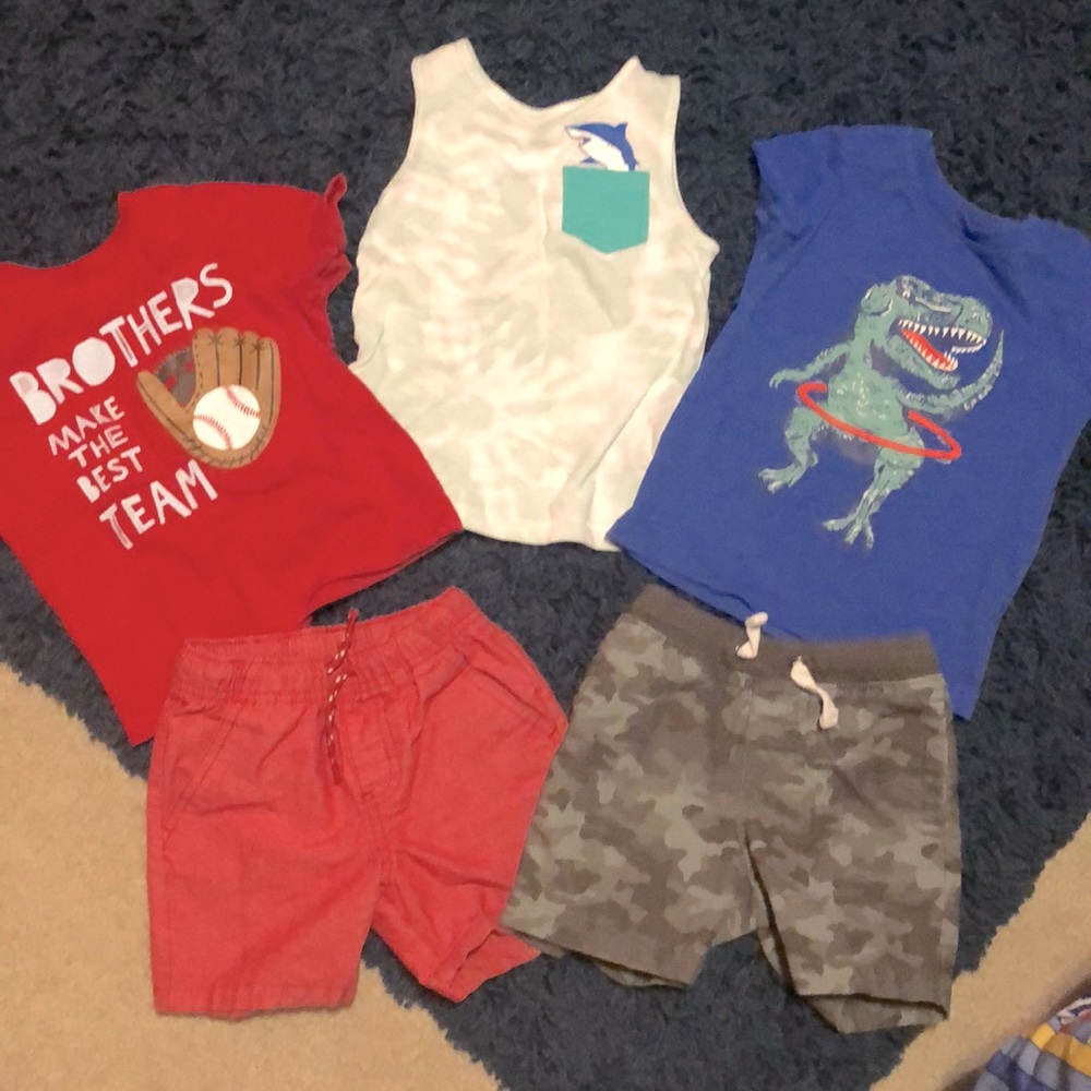 2 cat and jack 2T shorts and 3 tshirts mix and match!